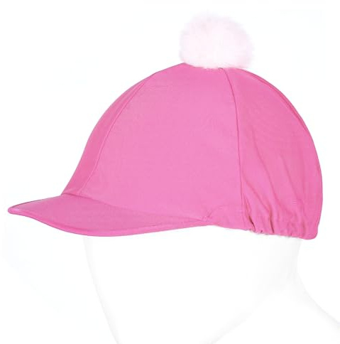 Gallop Shop Equestrian Helmet Cover, Lycra Riding Hat Silk with Pom Pom