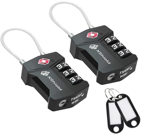 Double Dragon 2-Pack TSA Approved Suitcase Locks | Strong Shackle, Cut-Resistant Zinc Alloy, Lightweight 3-Digit Combination Travel Padlocks for Luggage, Bags & Backpacks