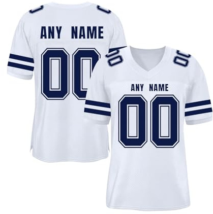 Personnalisé Maillot de Football Américain pour Adulte et Enfant, Homme et Femme Tee Shirt Personnalisable avec Nom Numéro L'équipe Oversize Sport Tee Rugby Shirt