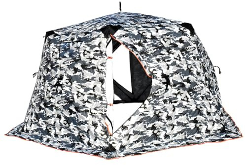 Wakects Fisketält, Bärbart Vattentätt Skydd, Lätt Popup-design för 6 Personer, Perfekt för Vinterfiske och Camping (Kamouflage)