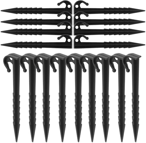 IMUSINICE 25 Piquetas para Tienda de Campaña Inflables Abs, Estacas Negras de 14,5 Cm Resistentes para Camping al Aire Libre, Fijación Segura para Suelo Duro y Jardín, Paquete de 25