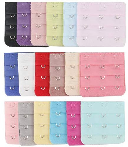 TRIXES 18 Pcs Women's Bra Extenders 3 Hook, Bra Extension Hooks, 3 Row Extender Soft Flexible and Comfortable Bra Strap Extensions Set, Women's Clothing Accessories Solutions