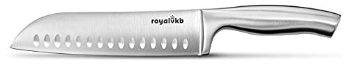 Royal VKB KN0417 Couteau Santoku en acier inoxydable avec manche ergonomique et lame de 18 cm Passe au lave-vaisselle