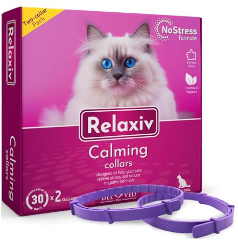 Cat Calming Collar & Pet Anti Anxiety Products - Feline Calm Pheromones Collars & Cats Stress Relief - Relaxivet Comfort Helps with Pee, New Zone, Aggression, Fighting with Dogs & Other Behavior