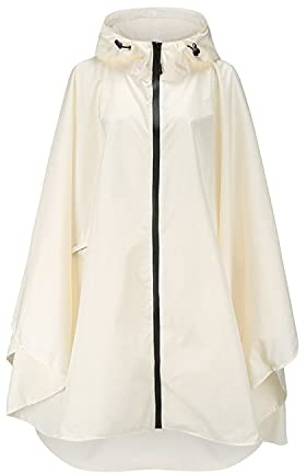 Freiesoldaten Women Waterproof Rain Poncho Stylish Reusable Lightweight Outdoor Raincoats Rain Jacket with Hood Beige