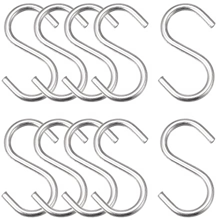 sourcing map Ganci a S lunghi 4 cm in acciaio inox per appendere oggetti in cucina, giardino, bagno, garage, 16 pezzi