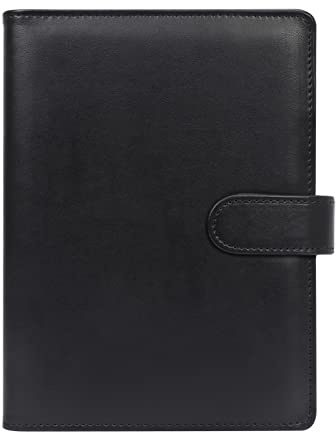 Skycase A5 Binder,6 Löcher Loseblatt, PU Leder Budget, Notizbuch,Ringbuchordner Ringbinder Planer Ordner Portfolio,Ringbuch DIN,Notebook Cover für Füllpapier,Schwarz