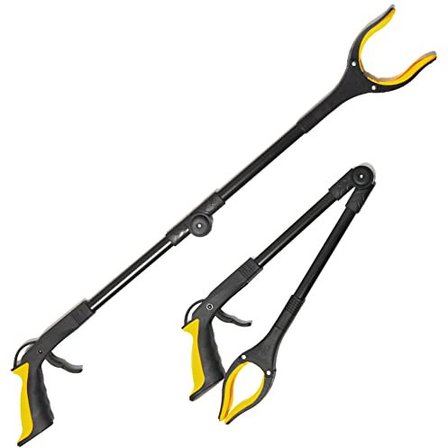 PTFJZ Aquarium-Zubehör – 78.7 cm Aquarium-Pinzette, Greifer für Aquarien, Landschaftsbau, Dekoration, Greifen und Platzieren von Müll, faltbarer Greifer, Erreichhilfe, Werkzeug (gelb)