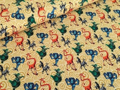 Baumwolljersey Digital Madagascar auf Gelb Stoff Meterware Jersey