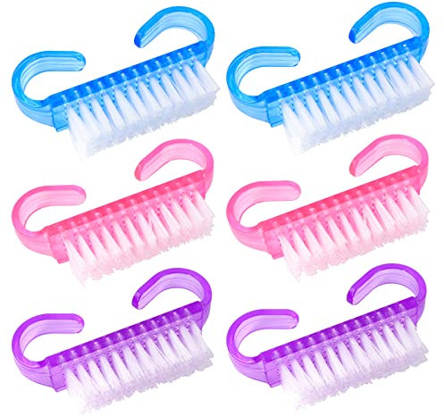 Qufiiry 6 PCS Cepillo De Uñas, Nail Brush, Cepillos Para Limpiar Uñas Con Mangos, Para Limpieza De Dedos Y Uñas Manicura De Fregado (3 Colores)