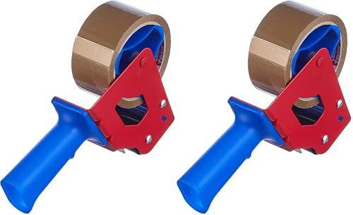 Tesa PACK Lot Dérouleur + Ruban d'Emballage – Ruban Adhésif d'Emballage avec Support en Polypropylène – Résistant aux UV – Rouleau Marron – 50 m x 48 mm (Lot de 2)