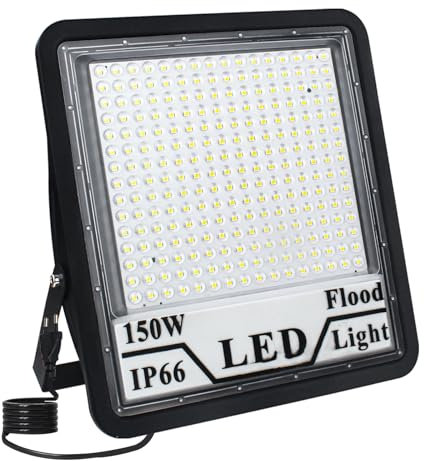 Faretto LED da Esterno 150W Super luminoso 6500K Faretto Esterno Proiettore Spotlight IP66 Impermeabile Outdoor Spotlight per Campo Sportivo Prato Aree
