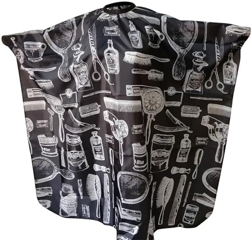 Volumoon Mantello professionale da parrucchiere, mantello da parrucchiere, con chiusura a gancio, impermeabile, per uomo e bambino, 145 x 120 cm, Nero , L