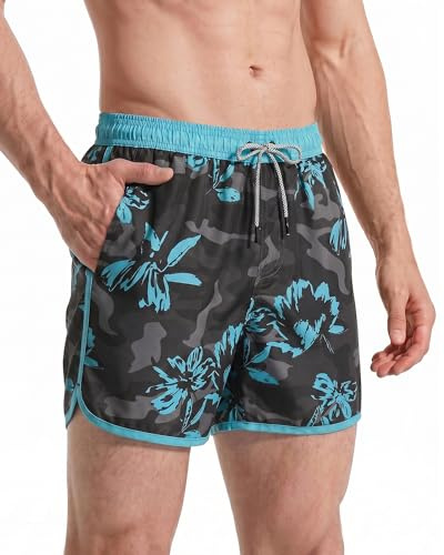 maamgic Bañador Hombre de Natación Secado Rápido Interior de Malla Pantalones Cortos d'Aire Vintage 80s 90s