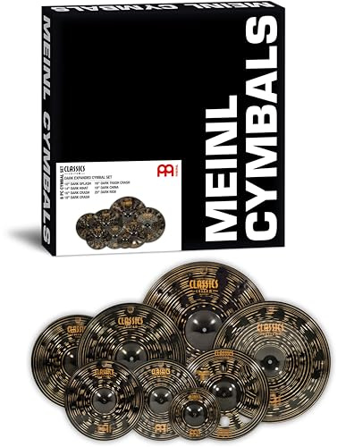 Meinl Cymbals Classics Custom Dark Expanded Cymbal Set — with Hi-Hat, Splash, 2 Crash Cymbals, Trash-Crash, China and Ride Drum Cymbal — B12 Bronze, Dark Finish (CCD-CS2)