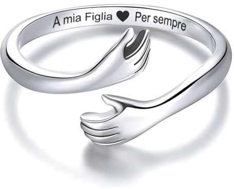 Anello Donna A mia Figlia in Argento Sterling 925 - Regalo Compleanno Natale per Figlie Donne Ragazze - Cofanetto incluso