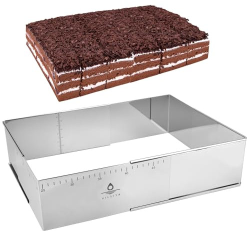 Hilsita Adjustable Rectangular Cake Frame, Stainless Steel Cheesecake Mould, Pastry Dessert Making Tool,Tiramisu Cake Rings for Kitchen Baking, Height 10 cm (9.8 * 7.5 * 4INCH)