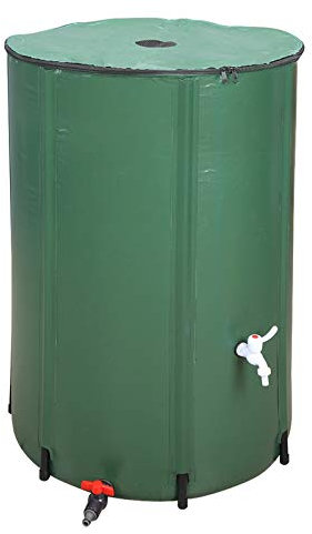 Collapsible 100 Gallon Rain Barrel with Zipped Lid Drain Tap Filter Spigot Overflow Kit Portable Water Butt for Rainwater Collection