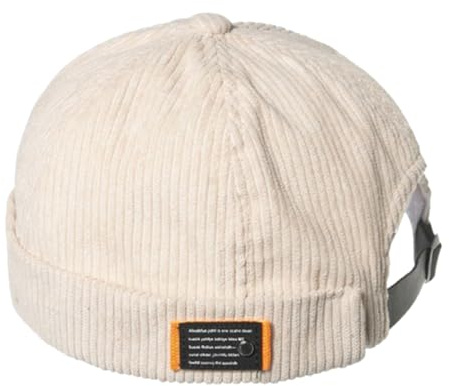 Michear Unisex Docker Cap Soft Cotton Skullcap Fisherman Beanie Worker Sailor Brimless Cap Adjustable Retro Rolled Cuff for Autumn Winter (UK, Alpha, One Size, Buckle-Beige)