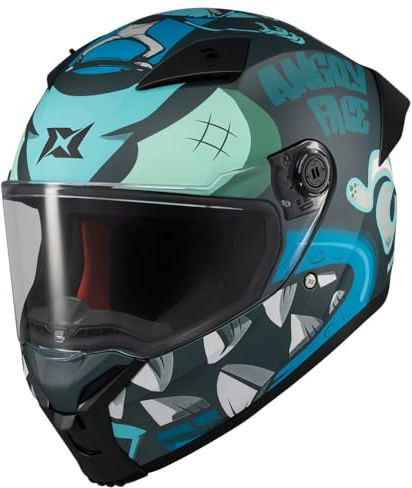 AXXIS Casco Moto Casco Fenix Angry Face Azul/negro Mate Xs Azul/negro Mate Xs