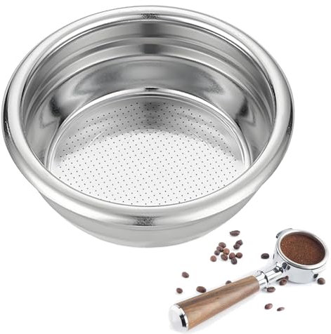 Porte-filtre 58 mm, panier à café expresso, panier de filtre sans pression, 2 tasses, filtre à café en acier inoxydable, compatible avec E61 sans fond 58 mm, double expresso 18-20 G