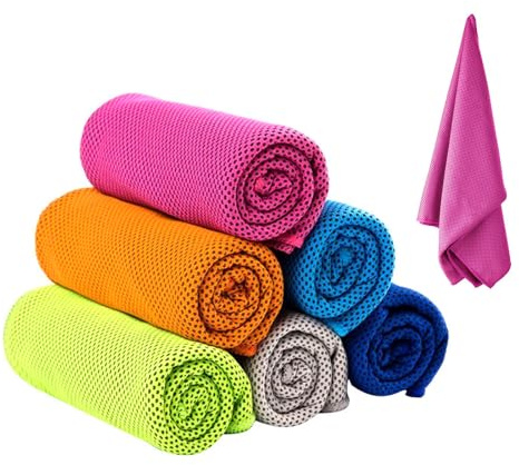 Quorlis Gym Towel – 6 Pack Cooling Towels for Sports & Travel, Quick-Dry Sweat Towel for Neck, Yoga, Running, Golf, Outdoor Workouts, Hiking, Fitness, Camping & Hot Weather Relief