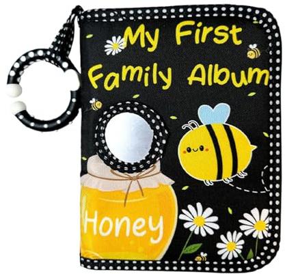 Libro De Fotos De Bebé - Libro De Tela Suave Para Bebés | Holds De 4x6 Pulgadas Pictures First Baby Soft Photo Álbum, Family Children's Álbum, No Hard Bee Honey Pattern Family Potes Almacenamiento, Ma