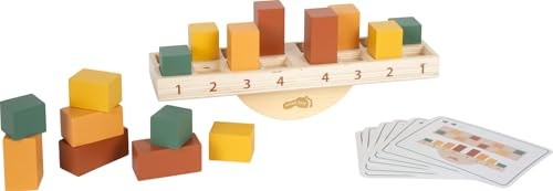Small Foot Gioco d'equilibrio Montessori in Legno FSC 100% Certificato, 16 Blocchi di Legno Colorati con Modelli, Gioco da impilare con Altalena, dai 3 Anni, 12745