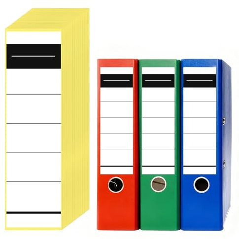50 étiquettes autocollantes pour dos de classeur, 19 x 5,4 cm, étiquettes autocollantes pour classeurs, dos classeur, inscriptibles