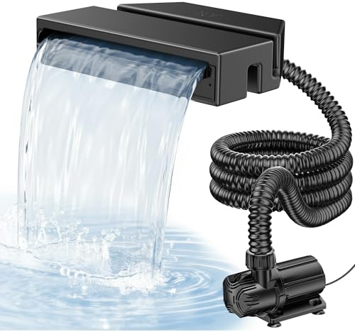 POPOSOAP Juego de cascada de estanque, todo en uno, estanque de jardín, cascada, rebosadero con bomba sumergible de 4600 l/h, caja de filtro y manguera para estanque de jardín, estanque de peces y
