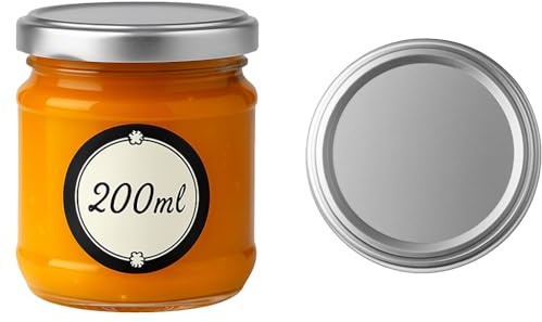 Sixby Set med 6 glasburkar med skruvlock (silver) – 200 ml glas med lock, lufttätt – perfekt för sylt, honung, desserter och förråd – diskmaskinstålig