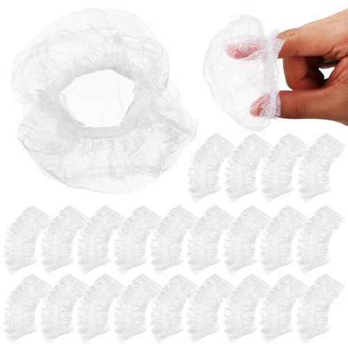 MOBUTOFU Tapones Auditivos Desechables Transparentes 200 Unidades Banda Elástica para Baño y Tinte de Cabello, Accesorios Impermeables para Peluquerías y Uso Doméstico