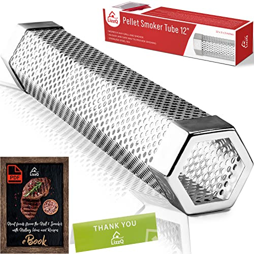 LIZZQ Premium Pellet Smoker Tube 12 inches - 5 Hours of Billowing Smoke