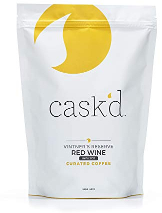 Cask’d Vintners Red Wine Infused Coffee - Made from Single-Origin Medium Roast Brazilian Coffee Beans with Full-Bodied California Cabernet - Ideal Gift for Coffee Drinkers (32 Ounce Ground)