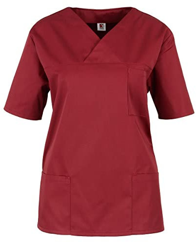 beb Basic Unisex Kasack Kurzarm Weinrot 65% Polyester 35% Baumwolle Damen Herren Größe 3XL