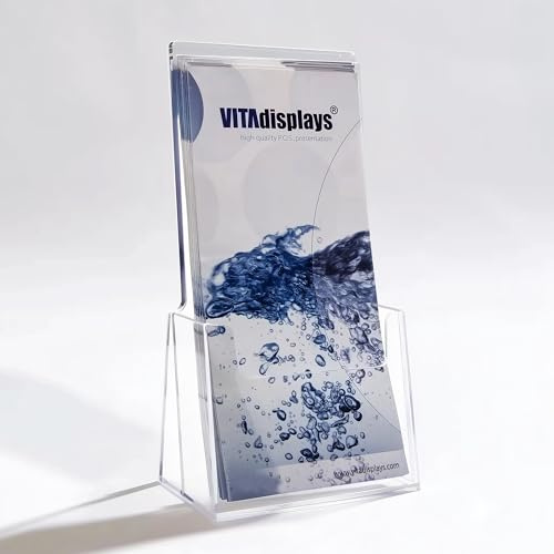 DIN Lang (DL) Tisch-Prospektständer als Flyerständer, Prospekthalter von VITAdisplays, transparenter Prospektaufsteller
