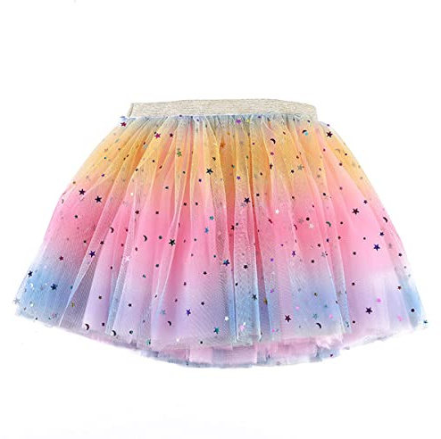 Tutu Skirt for Girls 2-6 Years, Soft Toddler Baby 3 Layers Princess Tulle Ruffle Tiered Rainbow Neon Ballet Dance Short Skirts for Birthday Party 2 3 4 5 6 Years