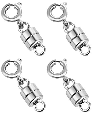 ASTER 4 Stück Magnet Schmuck Verschlüsse Ketten Magnetverschluss Magnetische Schmuckverschluss für DIY Armband Halskette Schmuckherstellung, Magnetischer Kettenverschluss (Silber)
