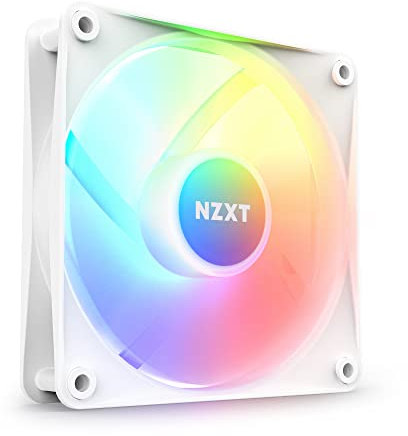NZXT F120 RGB Core – 120 mm nabenmontierter RGB-Lüfter – 8 einzeln ansteuerbare LEDs – Halbtransparente Lüfterblätter – Hydrodynamisches Gleitlager – PWM-Steuerung – CAM-Software – Weiß
