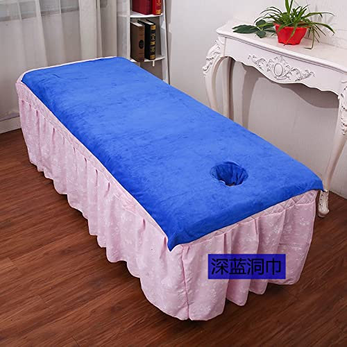 Badetuch für Schönheitssalon, Handtuch für Schönheitssalon, Betttuch, Betttuch, Fußtherapiemassage, großes Handtuch, dunkelblaues Lochtuch, Handtuch, 90 * 190 [mittlere Dicke]