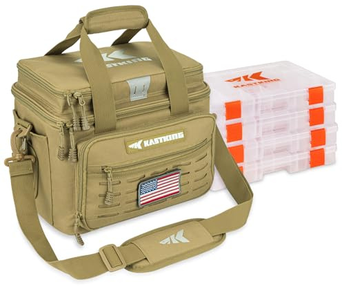 KastKing Karryall Fishing Tackle Bags with 4 * 3600 Tackle Trays - Saltwater & Freshwater Fishing Gear Storage