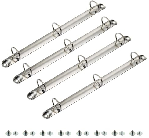 4-pack bokstäver storlek ringpärmsmekanism, metall 3 ringpärmar ring ersättningskit, lösa bladbindande ryggar kammar för arrangörer gör-det-själv-planerare (silver)