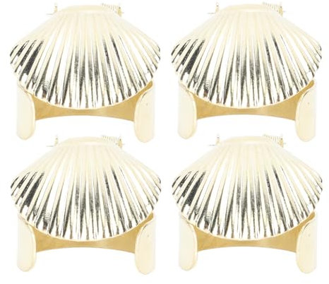 HERCHR 8 Piezas Apagavelas, Tapón Automático para Apagavelas, Apagavelas Doradas, Extintor, Patrón De Concha, Mecha, Apagallamas, Anillos De Extintor De Velas De Hierro(Oro)