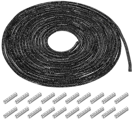 sourcing map 4mm x 5m Shoe Laces Hoodie String Glitter Cords Rhinestone Tube Rope Bling Crystal String Rope for DIY Sneakers Sweaters Sweatpants Decoration Black with Aglets