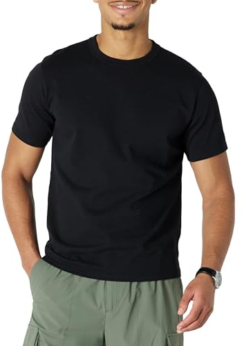 Amazon Essentials Men's Relaxed-Fit Heavyweight Cotton T-Shirt, Black, Large