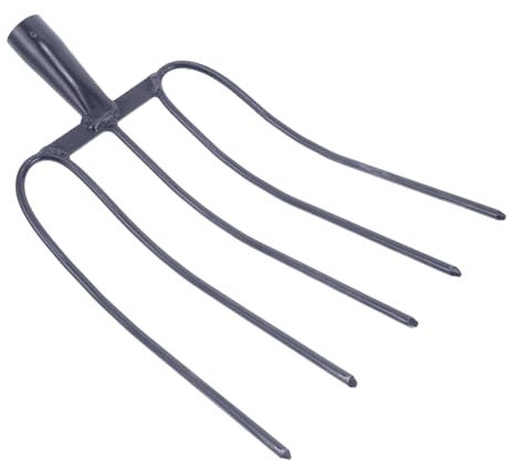 IWOWHERO Horquilla Agrícola De Mano para Estiércol De Caballo Herramienta De Jardinería Multifuncional De Hierro para Uso Rural y Limpieza De Establos