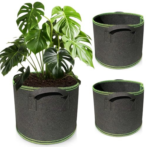 Riisoyu 3 Piezas 20 L Bolsas de Cultivo Plantas, Bolsas de Tela No Tejida para Patatas Maceteros Resistentes Tomateras Pimiento Macetas de Cultivo Transpirables Grandes con Asas para Flores Verduras