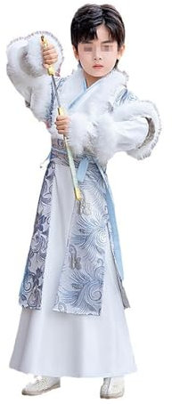 HHCTEBEC Winter Kung Fu Hanfu für Jungen Schwertkämpfer Kampfkunst Robe Fechter Leistung Kostüm Tang-Anzug,120