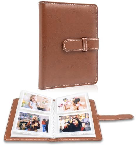 Album fotografico con 64 tasche per pellicola da 5,7 x 7,6 cm, mini album piccoli per fotocamera istantanea Fujifilm Instax Mini, raccoglitore per foto Kpop (Marrone)