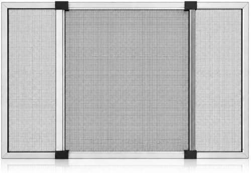 Mosquitera Extensible para Ventanas 40 x 50–92 cm, Marco de Aluminio Ajustable con Malla de Fibra de Vidrio, Protección contra Insectos, Instalación sin Taladro, Ideal para diario y verano